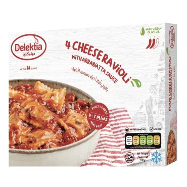 Delektia Four Cheese Ravioli With Arabiatta Sauce Frozen Meal, 500 G